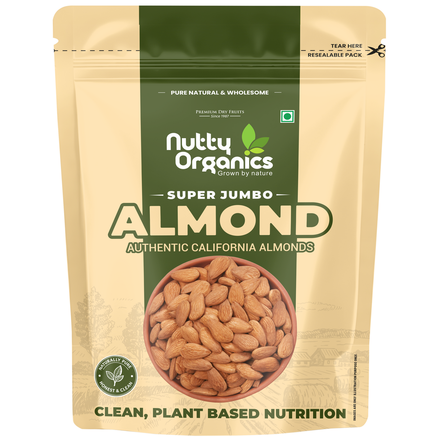 California Almond Super Jumbo  Size Kernels  | Crispy, Fresh & Protein-Rich