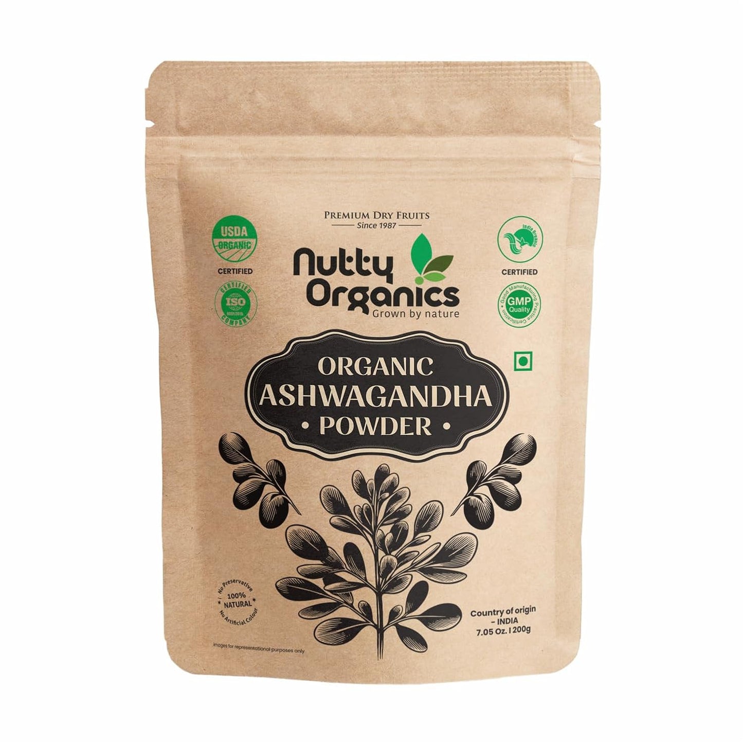 Certified Organic Ashwagandha Powder 200 Gram | Calming, Strengthening & Adaptogen-Rich
