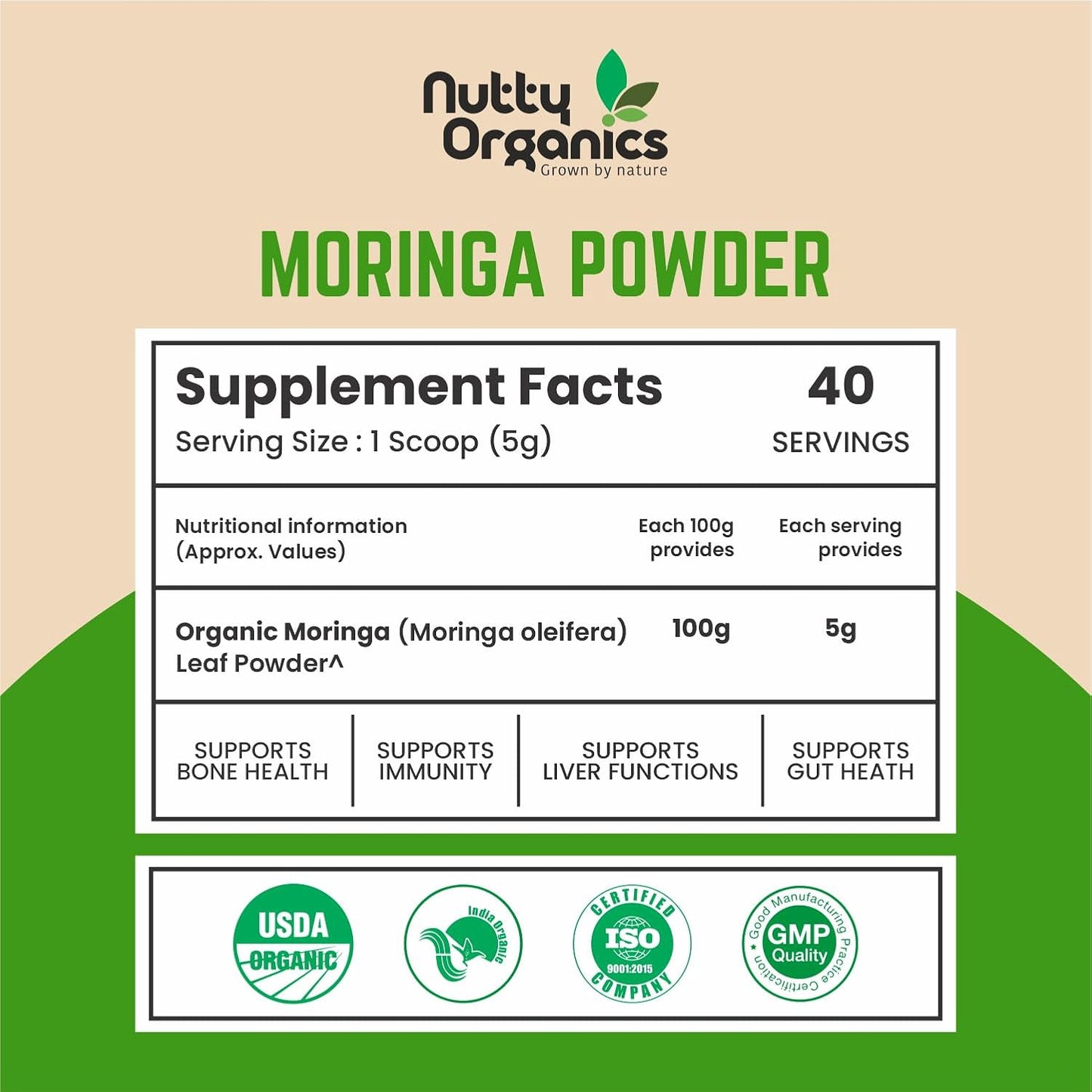 Certified Organic Moringa Powder 200 Gram | Nutrient-Dense, Energizing & Detox-Friendly
