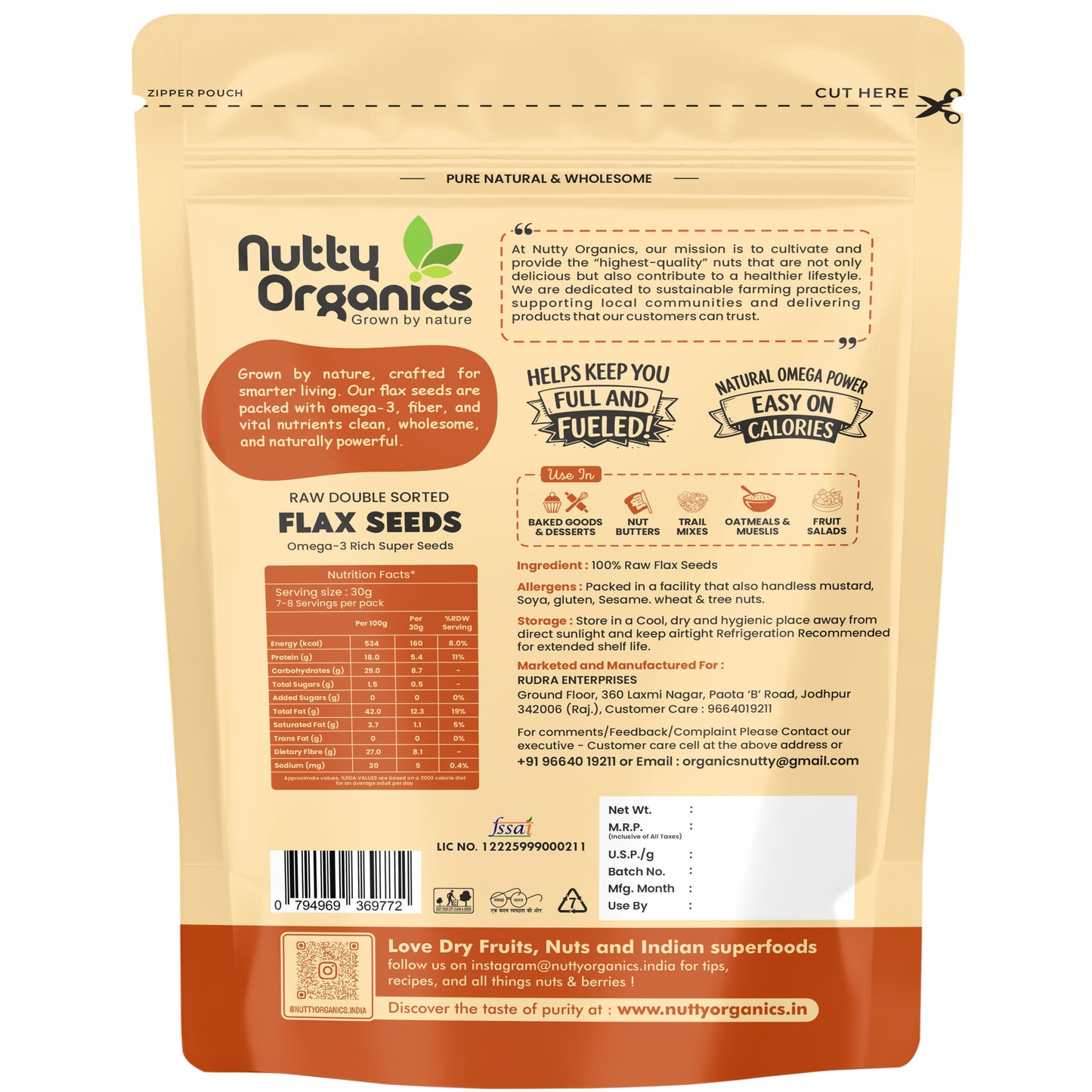 Double Sortex Flax Seeds | Fresh, Nutty & Fiber-Rich