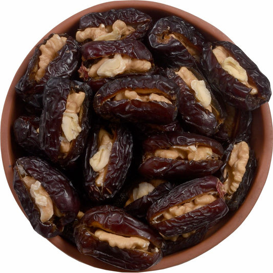 Kalmi Dates Stuffed with Walnuts (Cardamom Sprinkled)