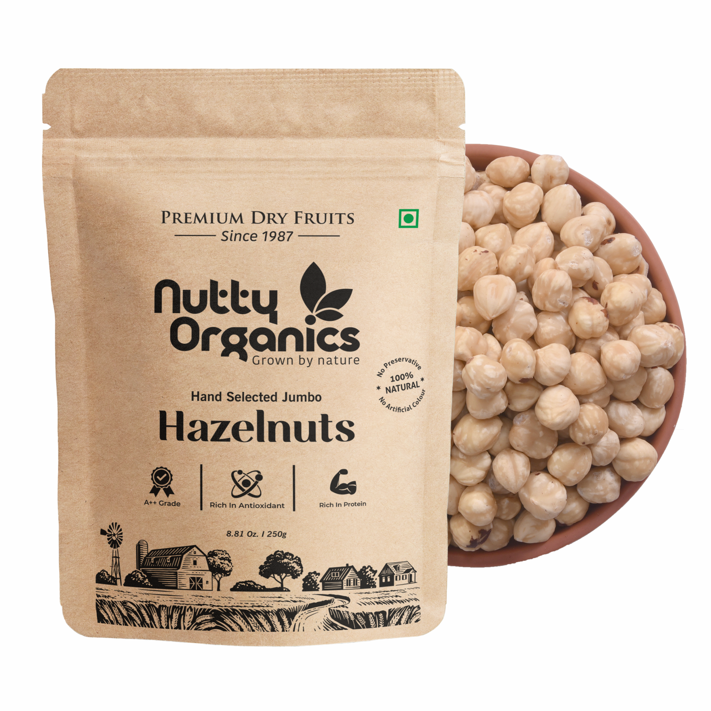 Premium Unsalted Hazelnuts | Crunchy & Rich in Omega-3 and Antioxidants